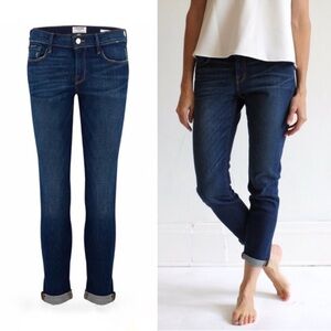 FRAME Le Garçon Mid-Rise Slim Boyfriend Jeans in Dark Wash Size 28